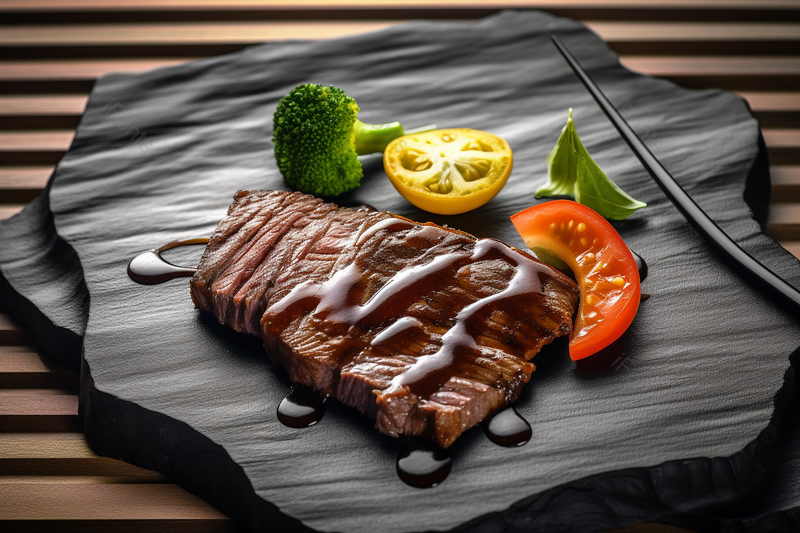 色泽诱人口感丰富的石块铁板牛排特写美食摄影背景,高清,摄影图,摄影图片,图片大全,摄影图免费下载